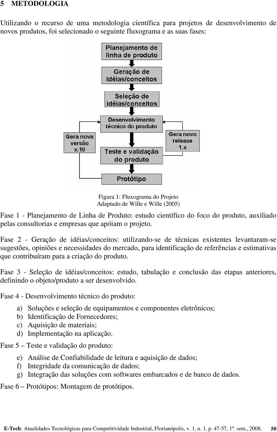 Fase 2 - Geração de idéias/conceitos: utilizando-se de técnicas existentes levantaram-se sugestões, opiniões e necessidades do mercado, para identificação de referências e estimativas que