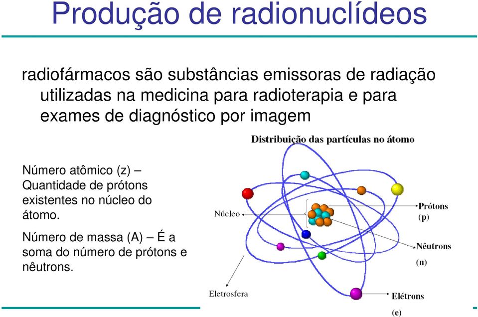 diagnóstico por imagem Número atômico (z) Quantidade de prótons