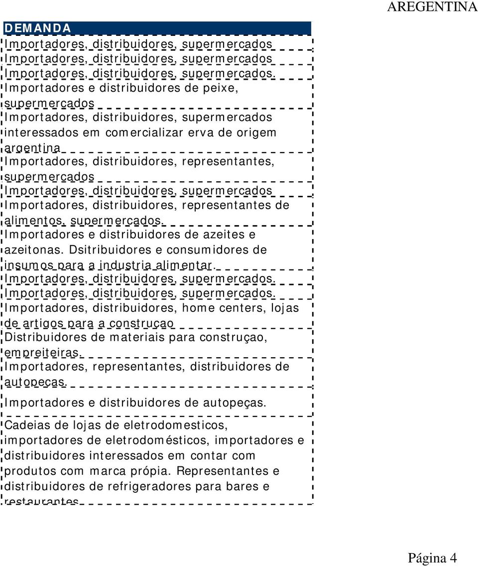 representantes de alimentos, supermercados. Importadores e distribuidores de azeites e azeitonas. Dsitribuidores e consumidores de insumos para a industria alimentar.