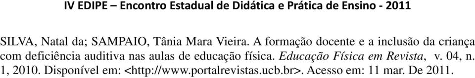 auditiva nas aulas de educação física.