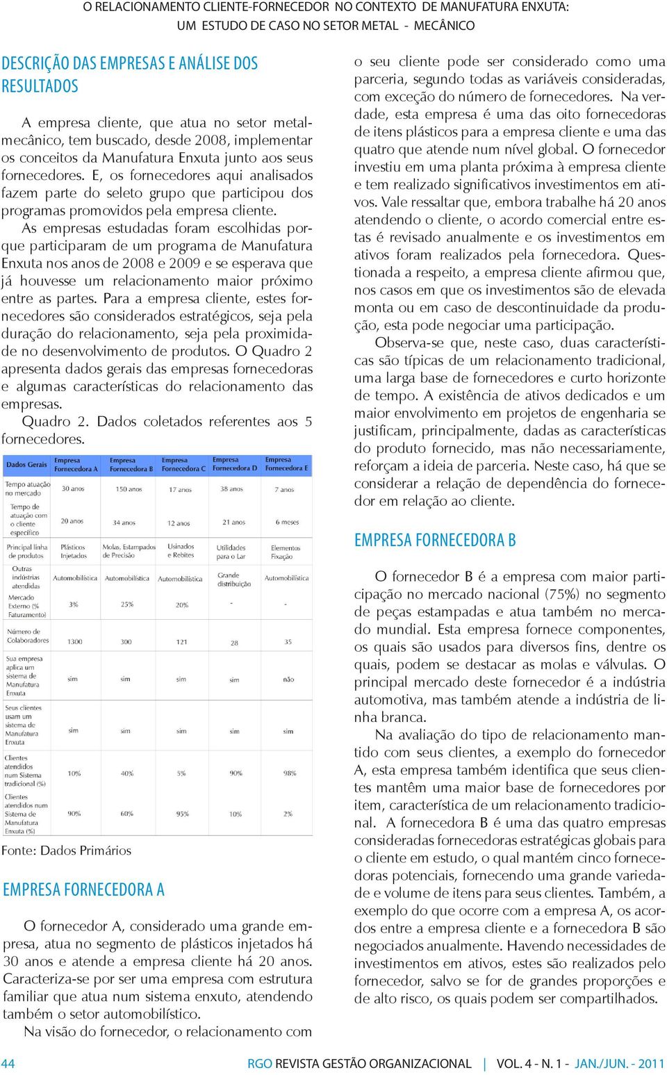 E, os fornecedores aqui analisados fazem parte do seleto grupo que participou dos programas promovidos pela empresa cliente.