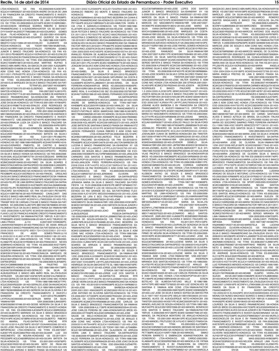 KS-2009/2009-KLE2104PE-9C2KC15109R033861-201403-EDSON HENRIQUE SOARES RIBEIRO E BANCO PANAMERICANO S A-SUNDOWN/HUNTER 125 SE-2007/2007- DYY1544SP-94J2XECF77M023080-201403-EDUARDO GOMES SILVA