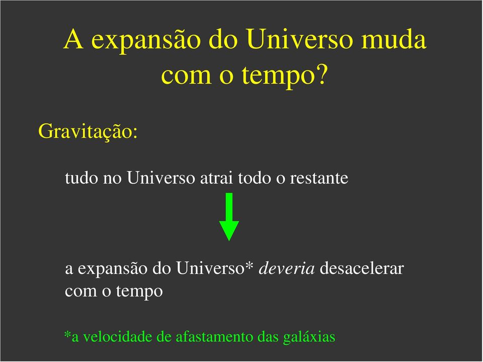 restante a expansão do Universo* deveria