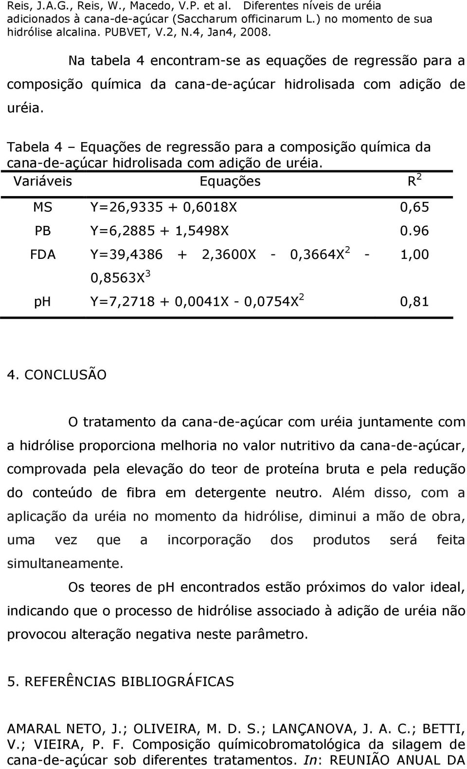 96 FDA Y=39,4386 + 2,3600X - 0,3664X 2-0,8563X 3 1,00 ph Y=7,2718 + 0,0041X - 0,0754X 2 0,81 4.