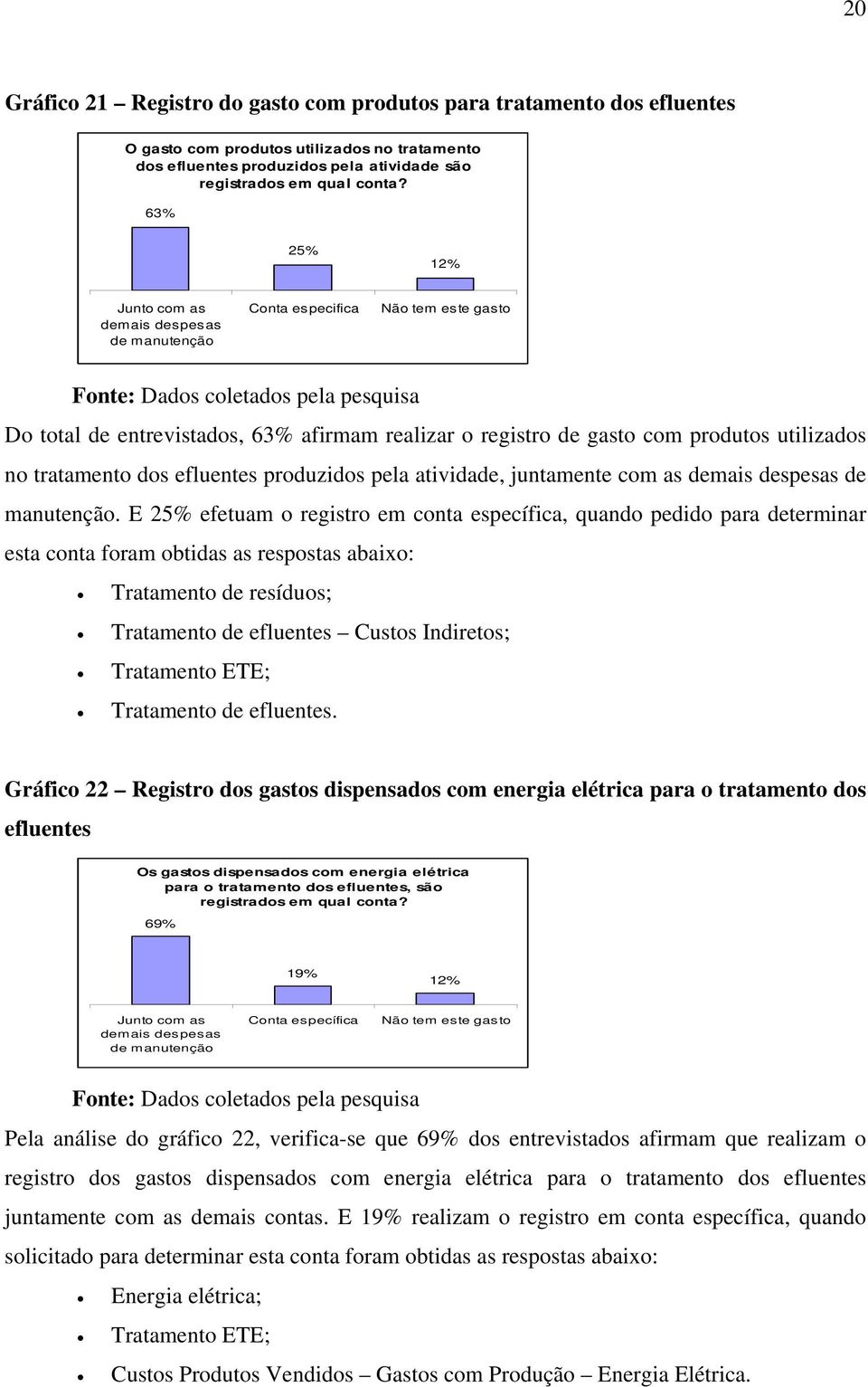 dos efluentes produzidos pela atividade, juntamente com as demais despesas de manutenção.