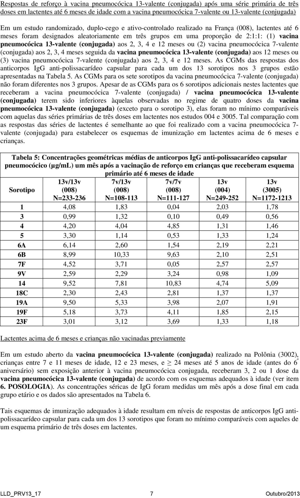 pneumocócica 13-valente (conjugada) aos 2, 3, 4 e 12 meses ou (2) vacina pneumocócica 7-valente (conjugada) aos 2, 3, 4 meses seguida da vacina pneumocócica 13-valente (conjugada) aos 12 meses ou (3)