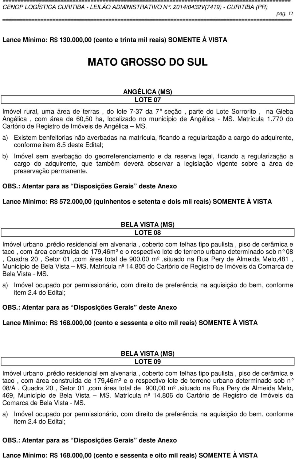 área de 60,50 ha, localizado no município de Angélica - MS. Matrícula 1.770 do Cartório de Registro de Imóveis de Angélica MS.