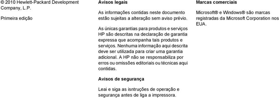 Nenhuma informação aqui descrita deve ser utilizada para criar uma garantia adicional.