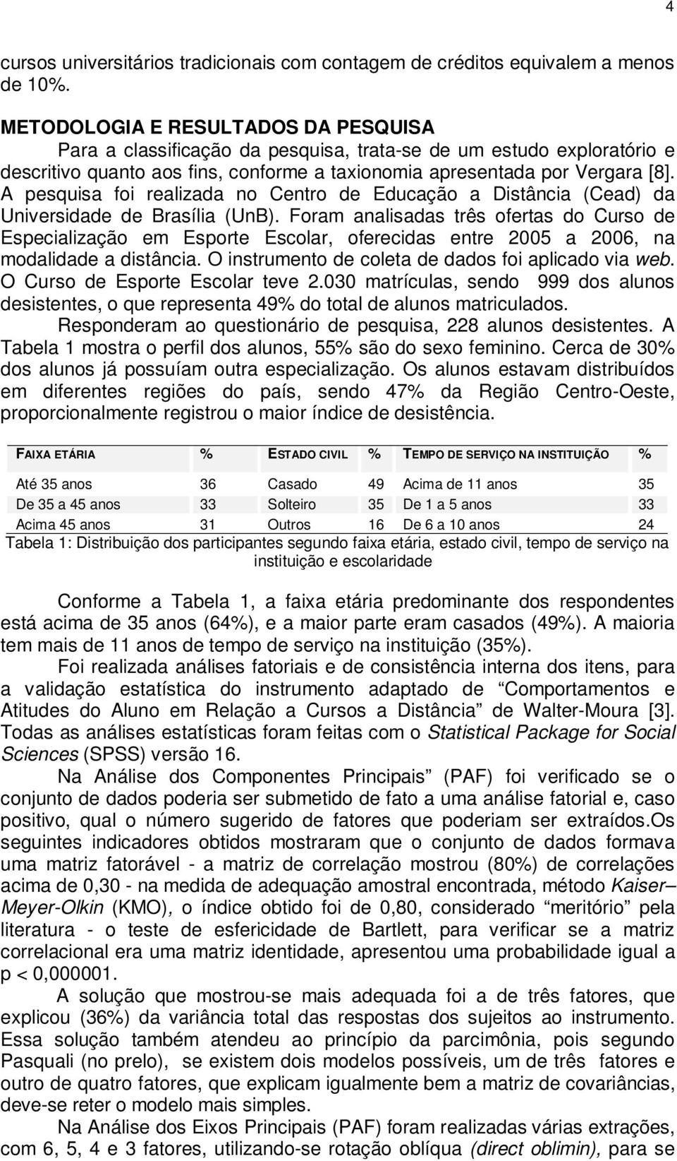 A pesquisa foi realizada no Centro de Educação a Distância (Cead) da Universidade de Brasília (UnB).