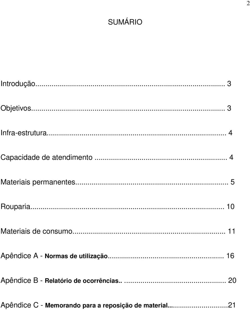 .. 10 Materiais de consumo... 11 Apêndice A - Normas de utilização.