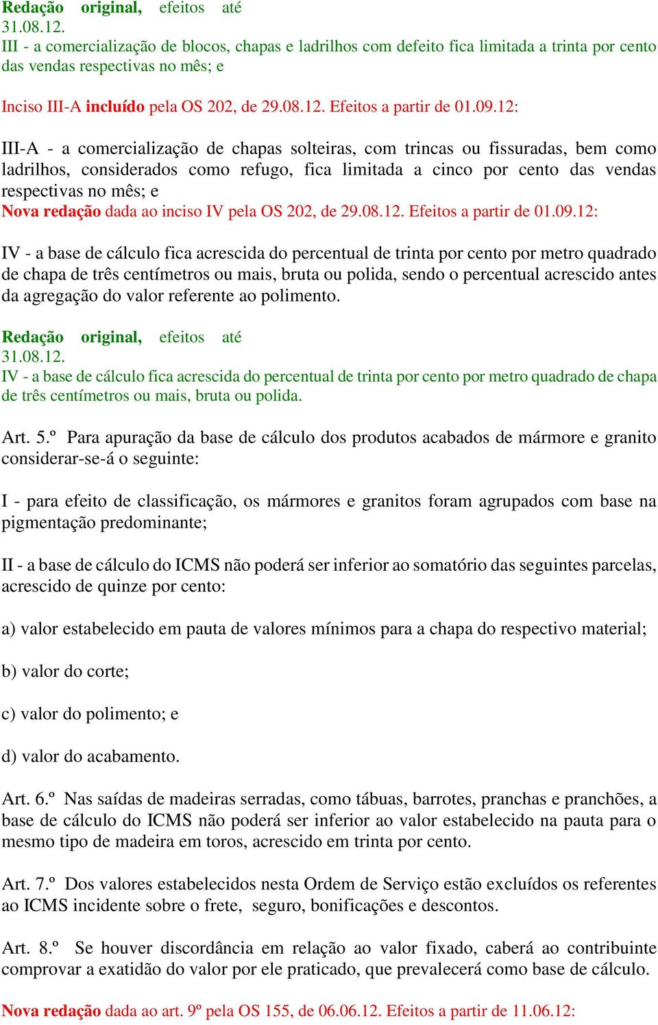 Efeitos a partir de 01.09.