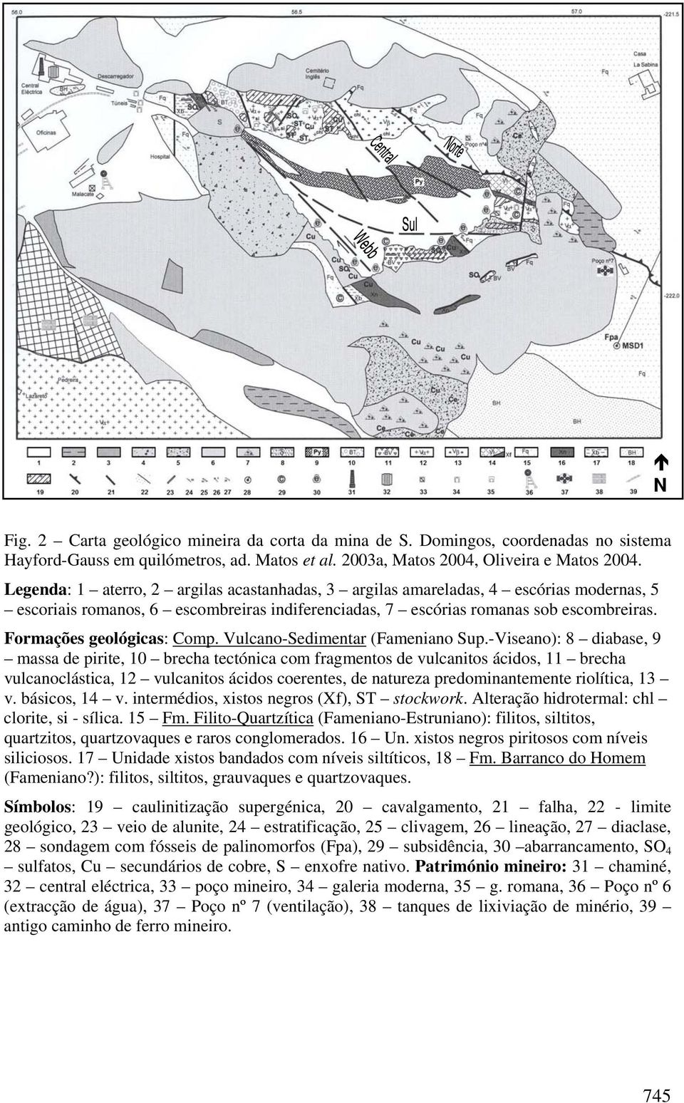 Formações geológicas: Comp. Vulcano-Sedimentar (Fameniano Sup.