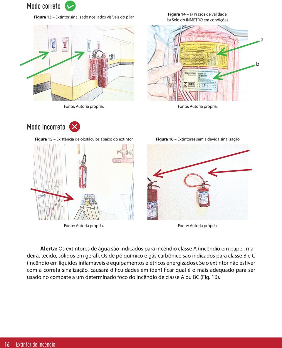 sólidos em geral). Os de pó químico e gás carbônico são indicados para classe B e C (incêndio em líquidos inflamáveis e equipamentos elétricos energizados).