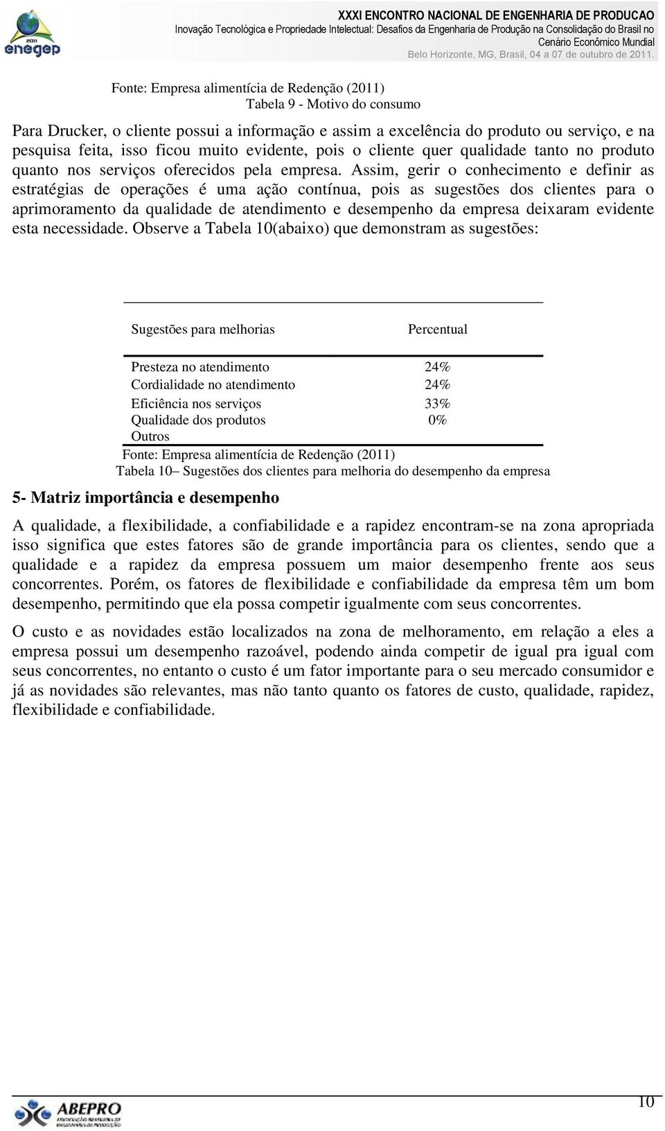 Assim, gerir o conhecimento e definir as estratégias de operações é uma ação contínua, pois as sugestões dos clientes para o aprimoramento da qualidade de atendimento e desempenho da empresa deixaram