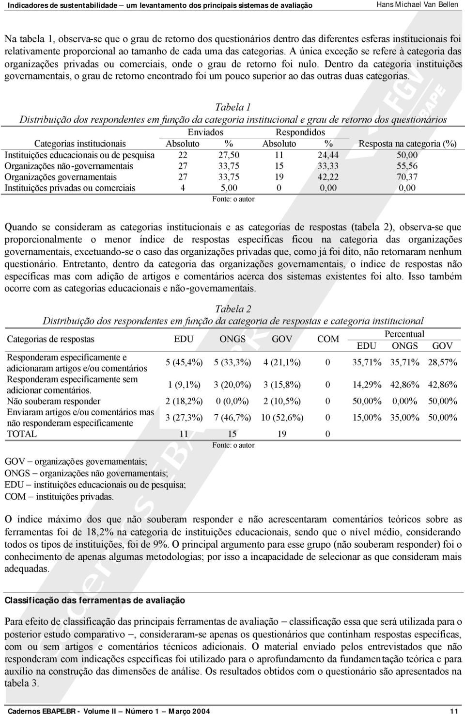 Dentro da categoria instituições governamentais, o grau de retorno encontrado foi um pouco superior ao das outras duas categorias.