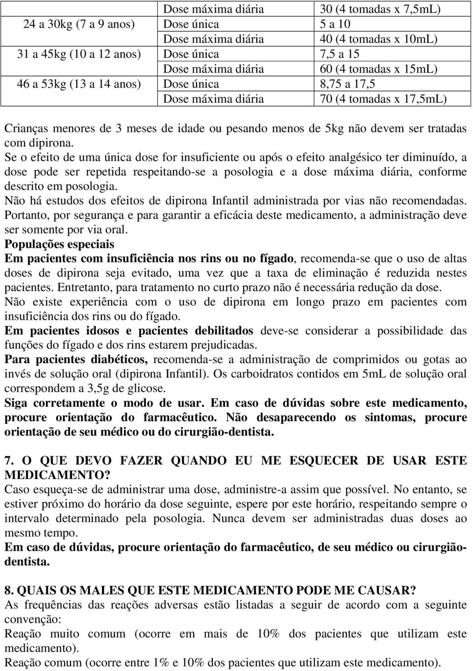 Se o efeito de uma única dose for insuficiente ou após o efeito analgésico ter diminuído, a dose pode ser repetida respeitando-se a posologia e a dose máxima diária, conforme descrito em posologia.