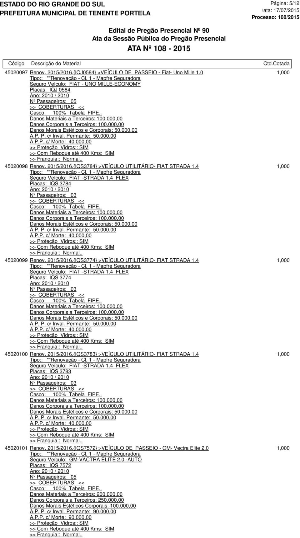 2015/2016.{IQS3783} >VEÍCULO UTILITÁRIO- FIAT STRADA 1.4 Seguro Veículo: FIAT -STRADA 1.4 FLEX Placas: IQS 3783 Ano: 2010 / 2010 Nº Passageiros: 03 45020101 Renov. 2015/2016.