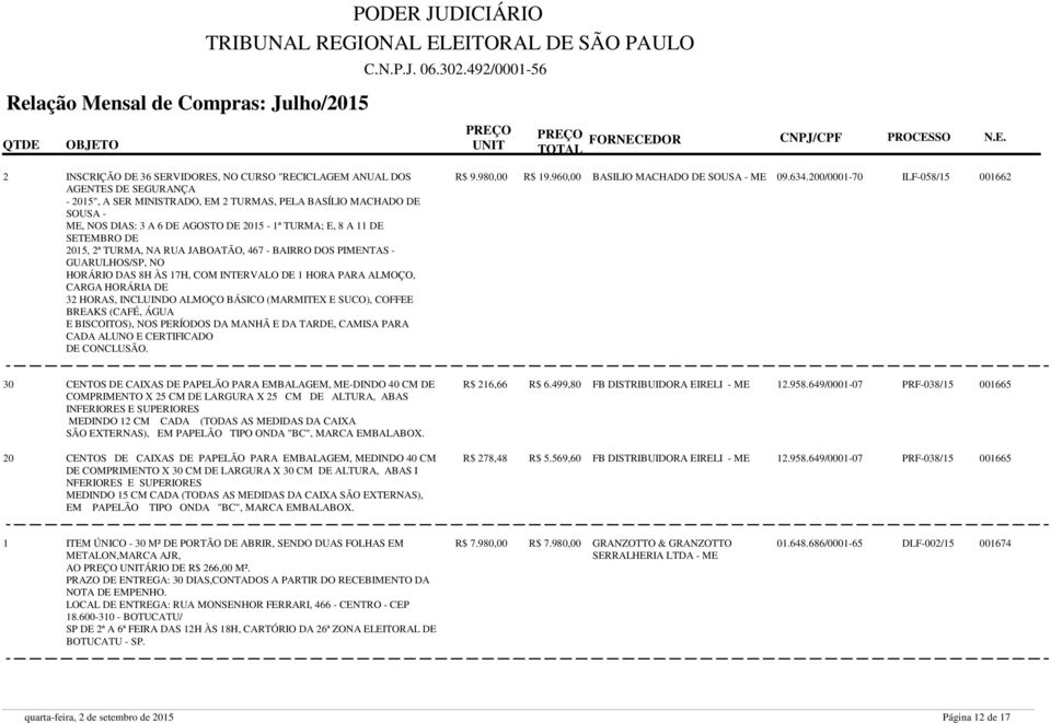 INCLUINDO ALMOÇO BÁSICO (MARMITEX E SUCO), COFFEE BREAKS (CAFÉ, ÁGUA E BISCOITOS), NOS PERÍODOS DA MANHÃ E DA TARDE, CAMISA PARA CADA ALUNO E CERTIFICADO DE CONCLUSÃO. R$ 9.980,00 R$ 19.