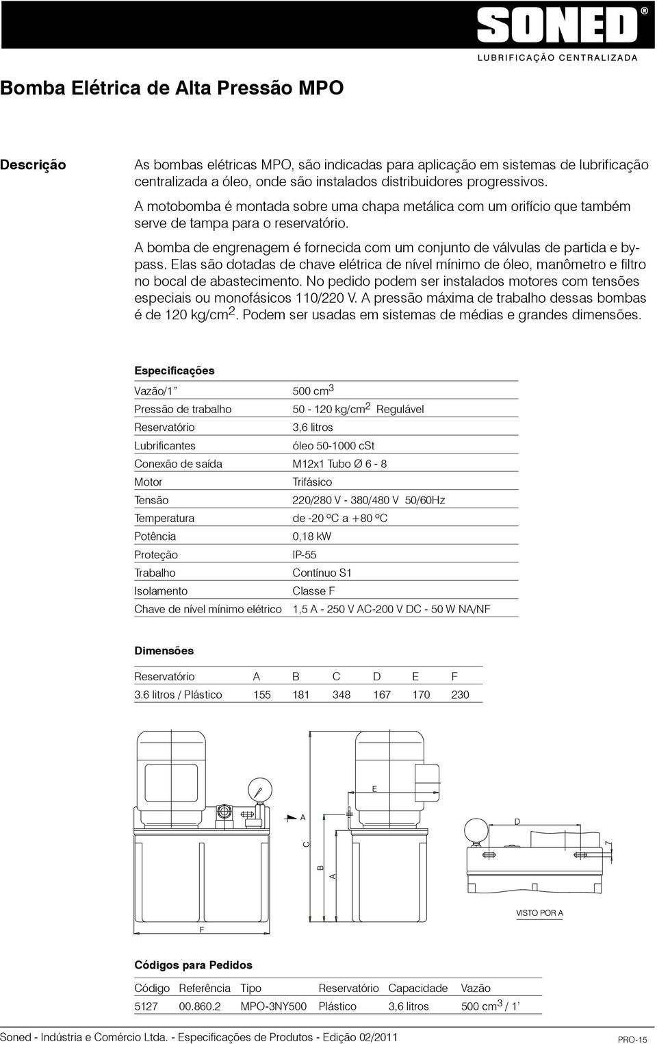 Elas são dotadas de chave elétrica de nível mínimo de óleo, manômetro e filtro no bocal de abastecimento. No pedido podem ser instalados motores com tensões especiais ou monofásicos 110/220 V.