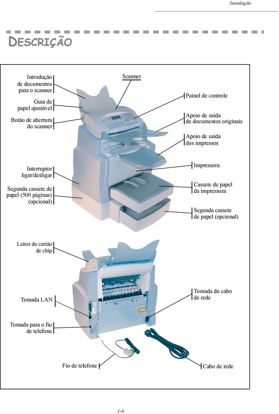 cassete de papel (500 páginas) (opcional) Impressora Cassete de papel da impressora Segunda cassete de papel (opcional)