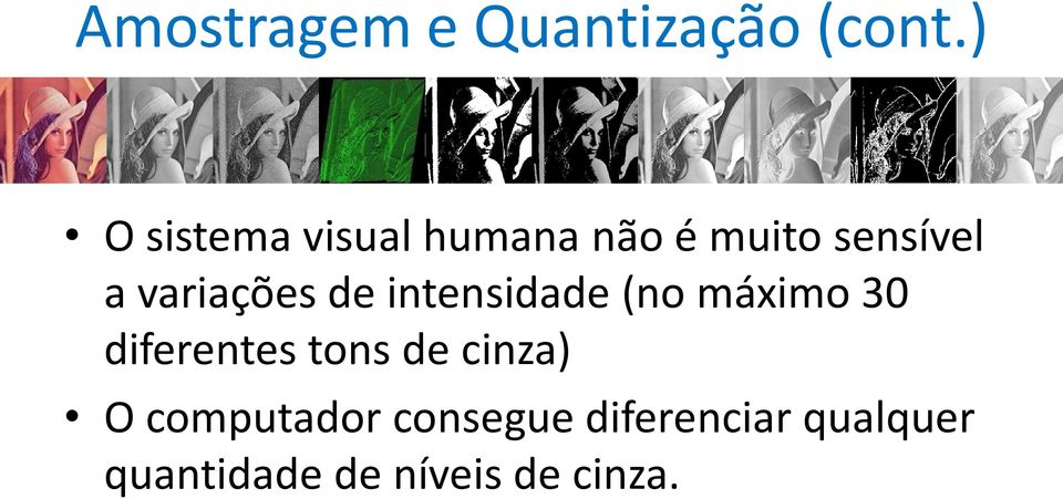 variações de intensidade (no máximo 30 diferentes tons