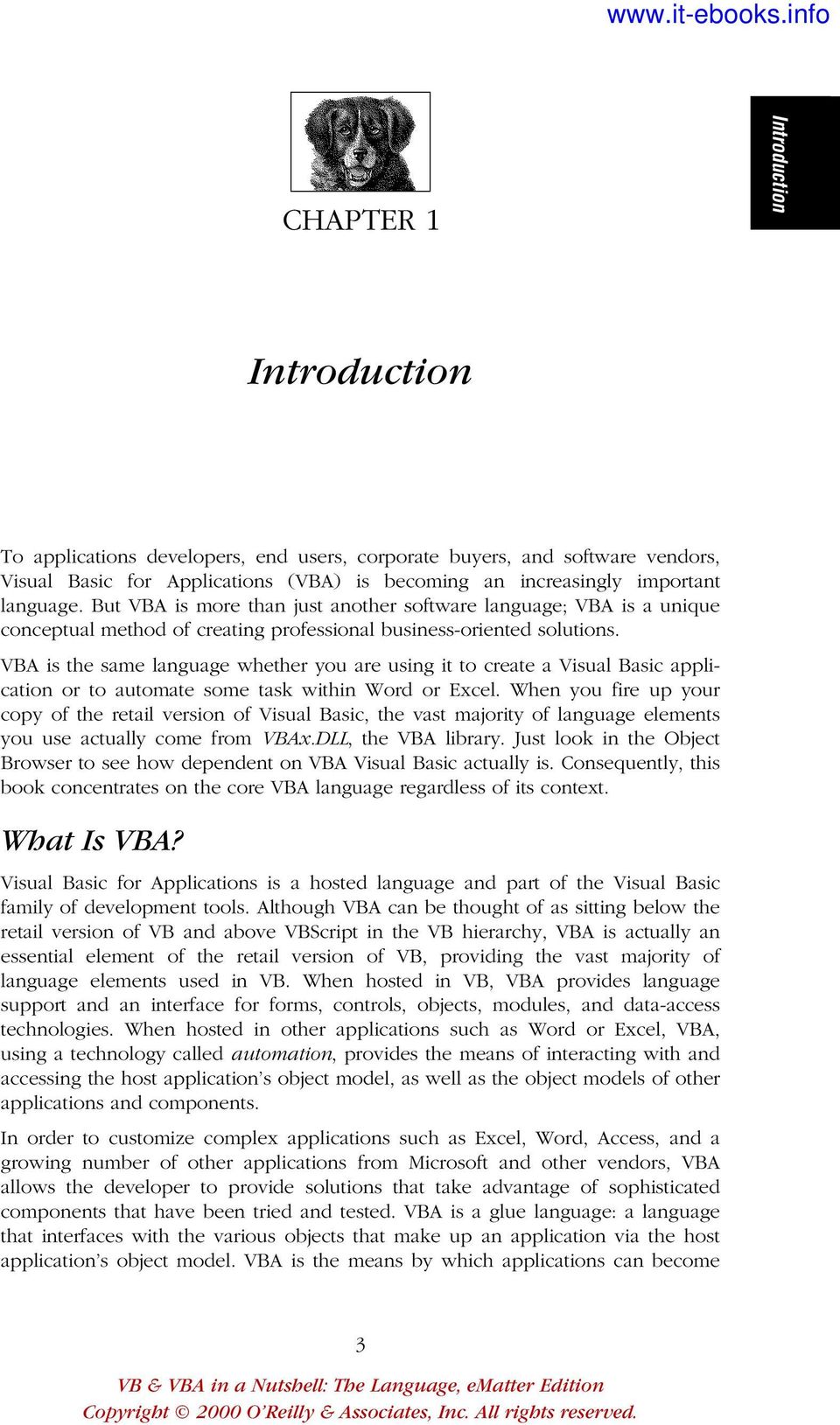 language. But VBA is more than just another software language; VBA is a unique conceptual method of creating professional business-oriented solutions.