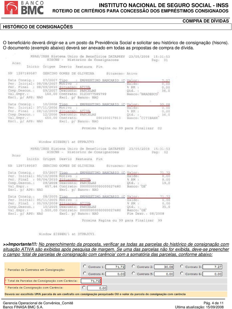 !!: No preenchimento da proposta, verificar se todas as parcelas do histórico de consignação com situação ATIVA são exibidas após pesquisa de