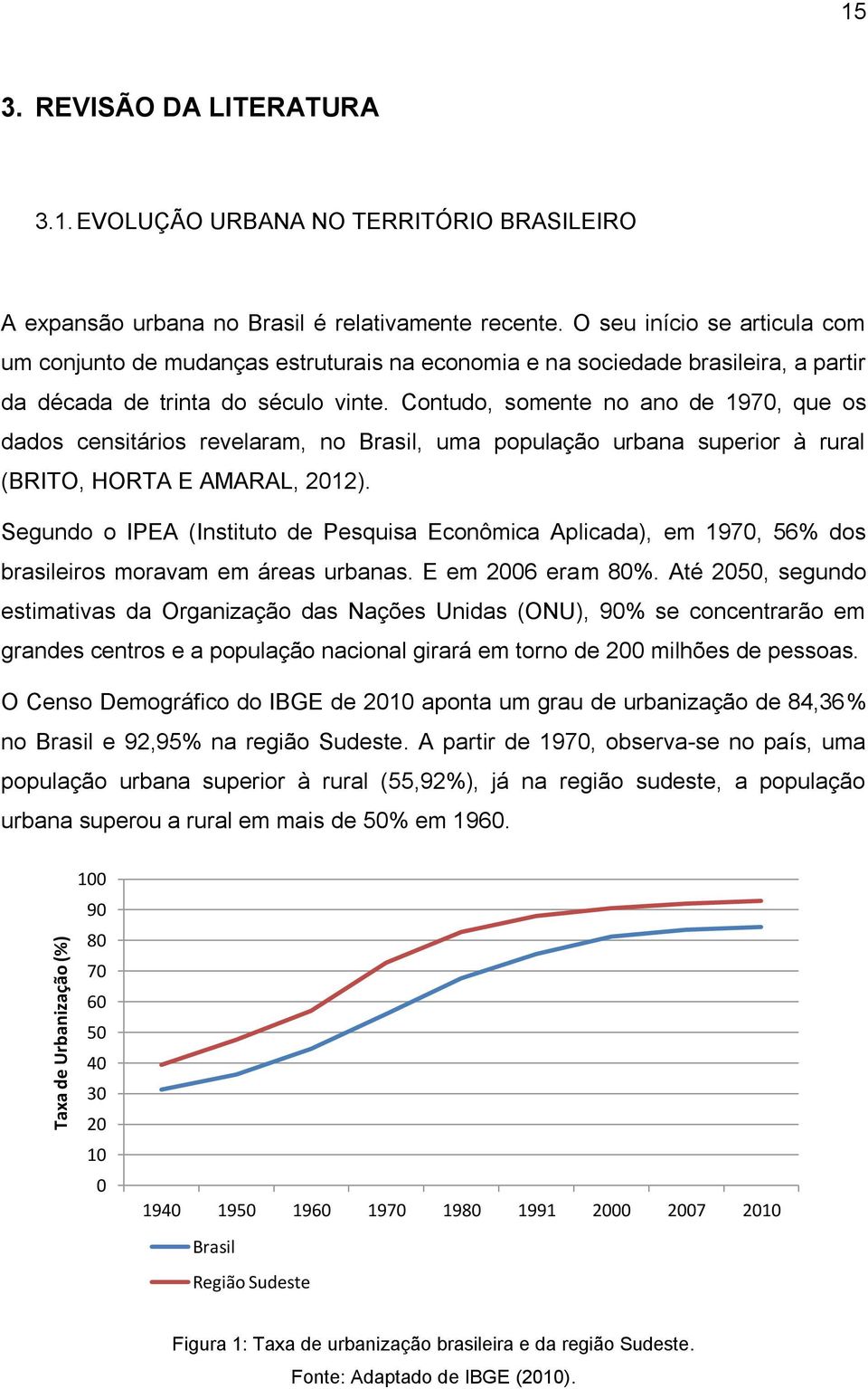 Contudo, somente no ano de 1970, que os dados censitários revelaram, no Brasil, uma população urbana superior à rural (BRITO, HORTA E AMARAL, 2012).