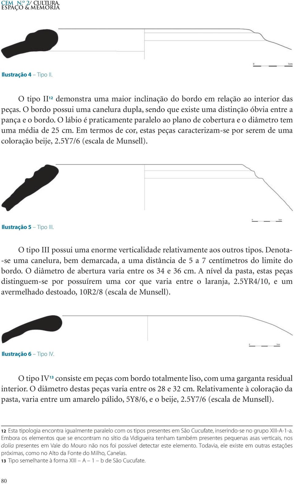 Em termos de cor, estas peças caracterizam-se por serem de uma coloração beije, 2.5Y7/6 (escala de Munsell). Ilustração 5 Tipo III.