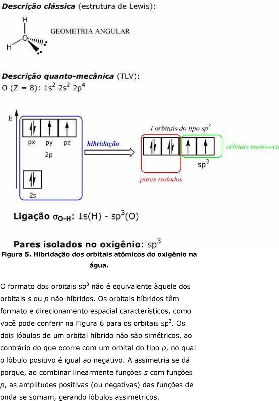 Os dois lóbulos de um orbital híbrido não são simétricos, ao contrário do que ocorre com um orbital do tipo p, no qual o lóbulo positivo é igual ao