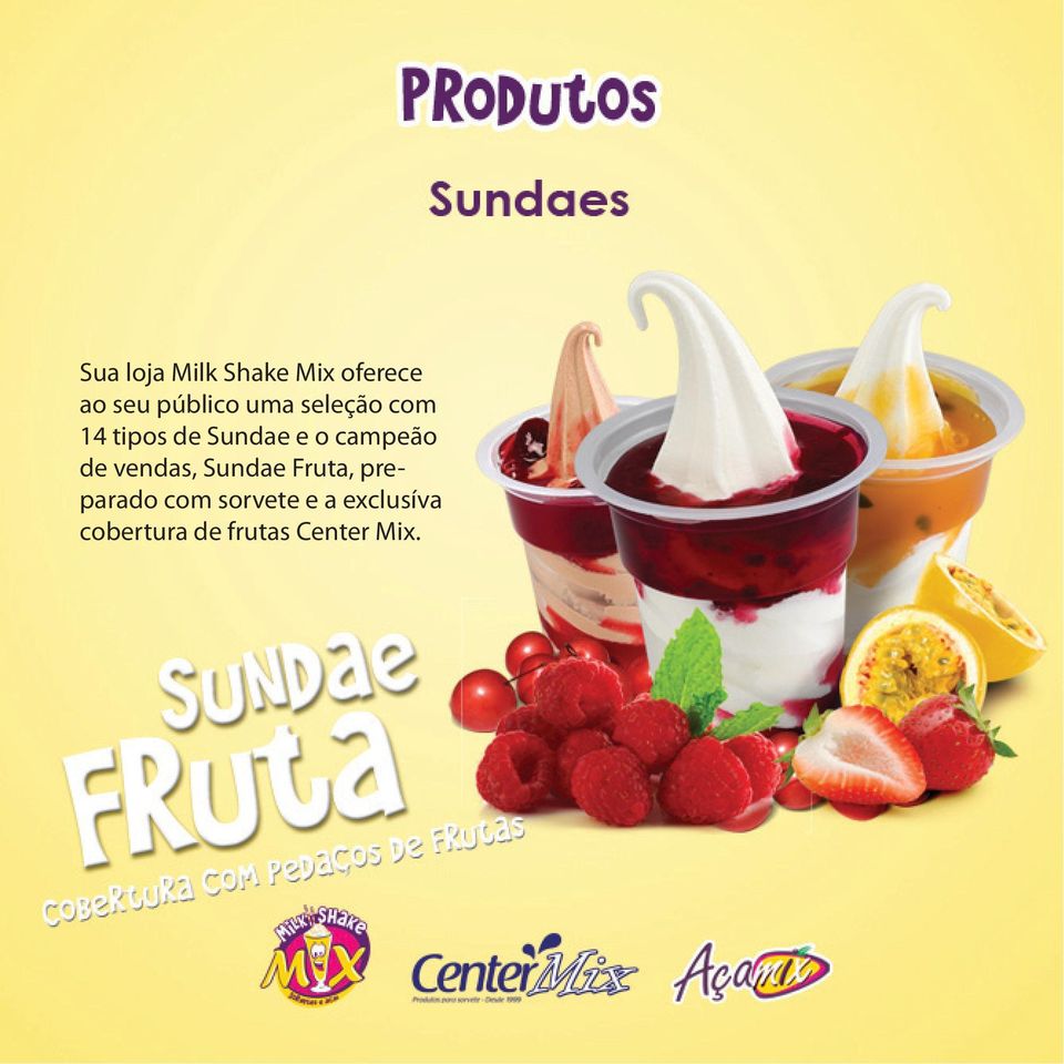 de vendas, Sundae Fruta, preparado com sorvete