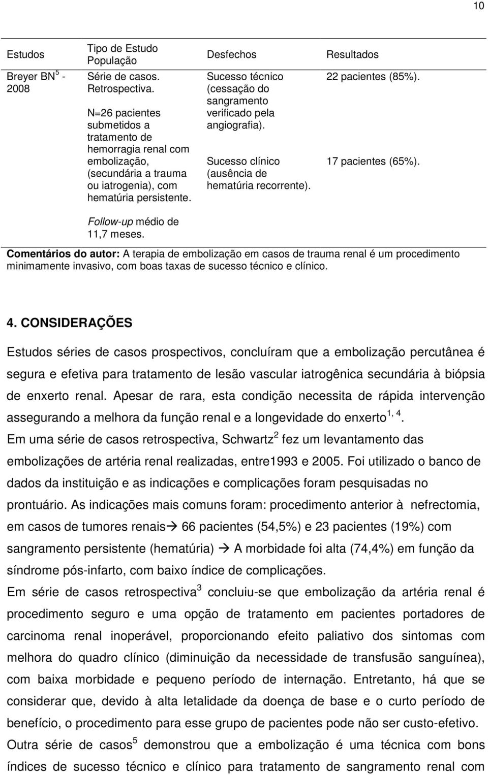 Sucesso técnico (cessação do sangramento verificado pela angiografia). Sucesso clínico (ausência de hematúria recorrente). 22 pacientes (85%). 17 pacientes (65%). Follow-up médio de 11,7 meses.