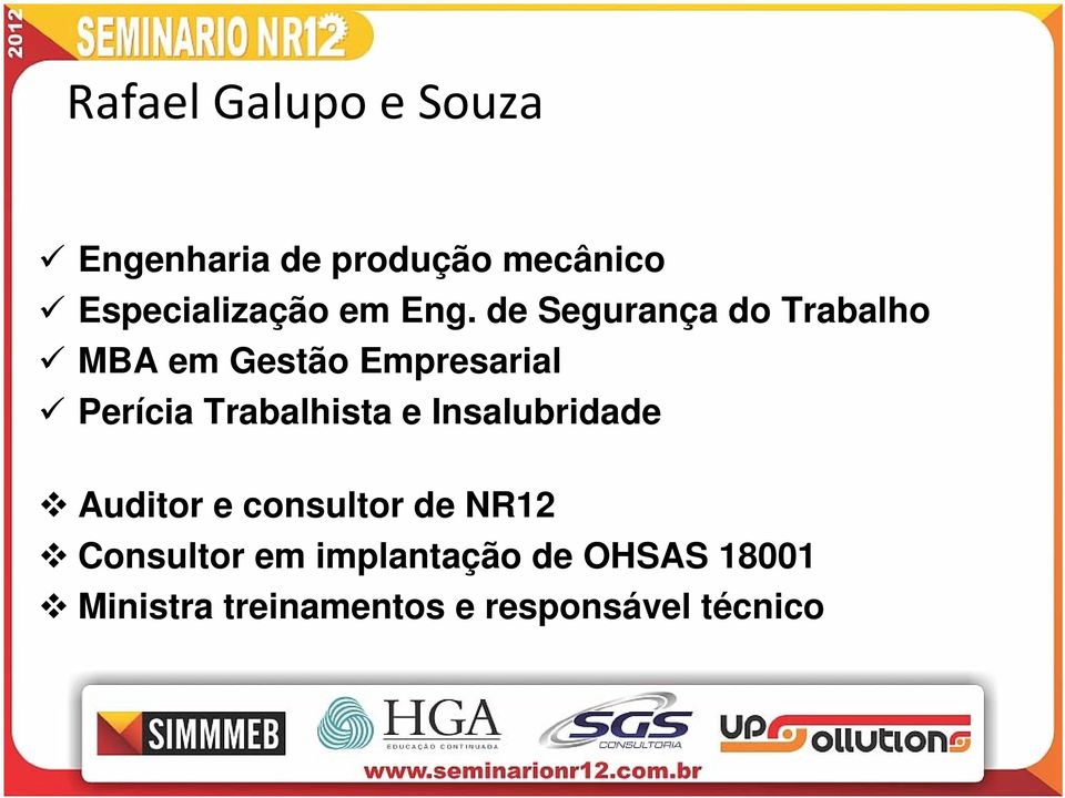 de Segurança do Trabalho MBA em Gestão Empresarial Perícia