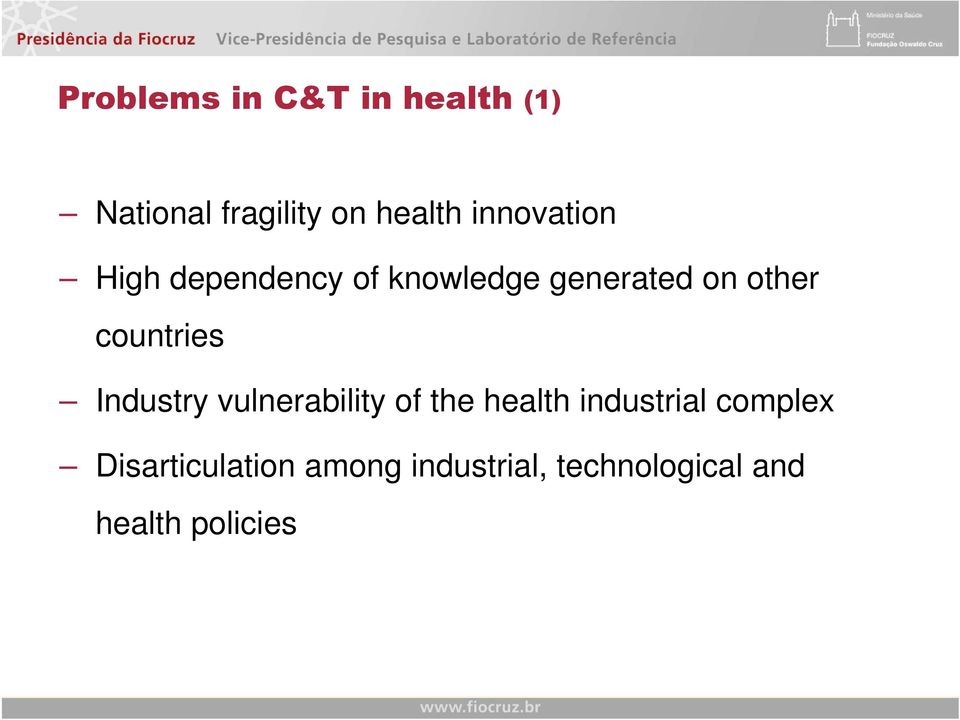 countries Industry vulnerability of the health industrial