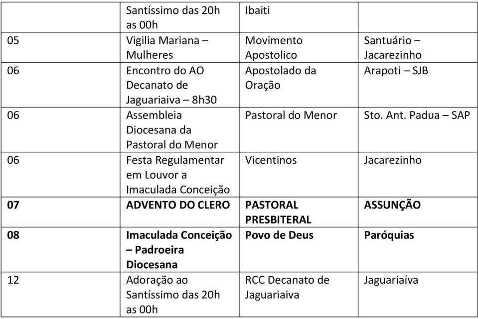 a Imaculada Conceição 07 ADVENTO DO CLERO PASTORAL PRESBITERAL 08 Imaculada Conceição Povo de Deus Padroeira Diocesana 12