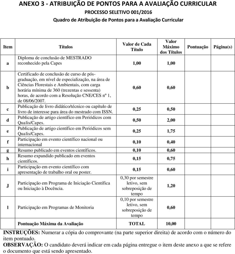 Florestais e Ambientais, com carga horária mínima de 360 (trezentas e sessenta) 0,60 0,60 horas, de acordo com a Resolução CNE/CES nº 1, de 08/06/2007.