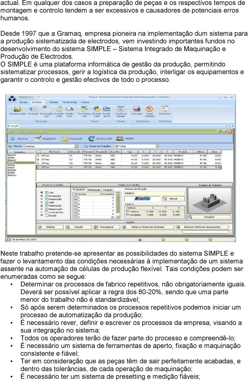 Integrado de Maquinação e Produção de Electrodos.