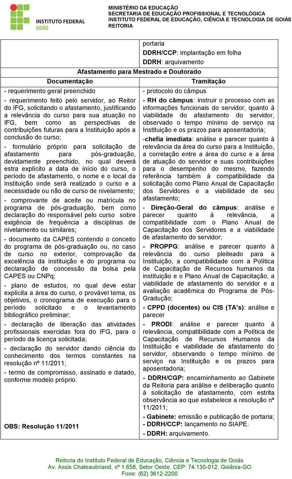 período de afastamento, o nome e o local da Instituição onde será realizado o curso e a necessidade ou não de curso de nivelamento; - comprovante de aceite ou matrícula no programa de pós-graduação,