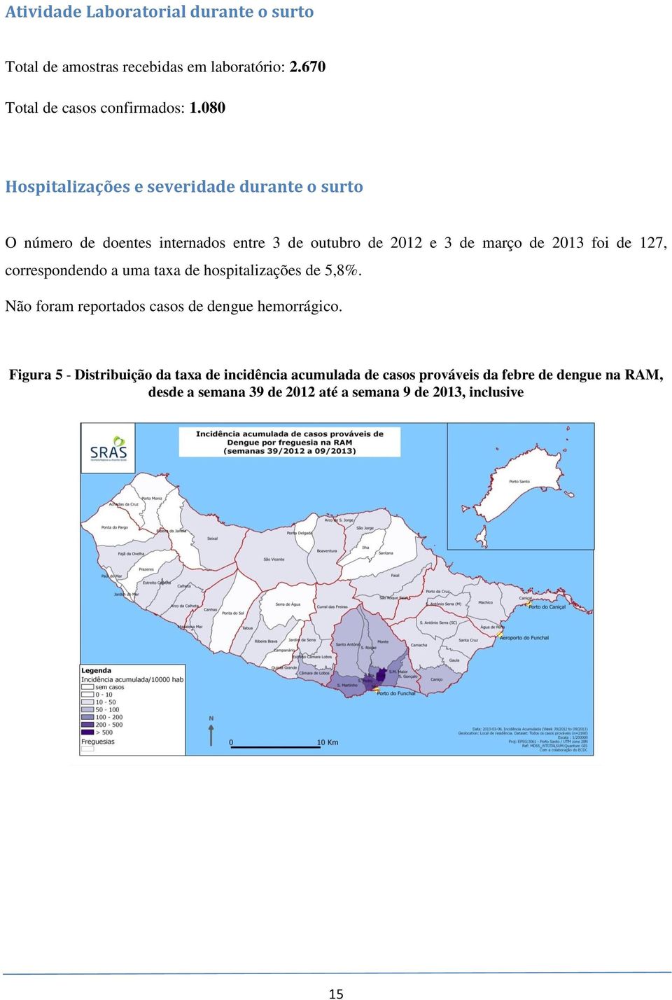 de 127, correspondendo a uma taxa de hospitalizações de 5,8%. Não foram reportados casos de dengue hemorrágico.