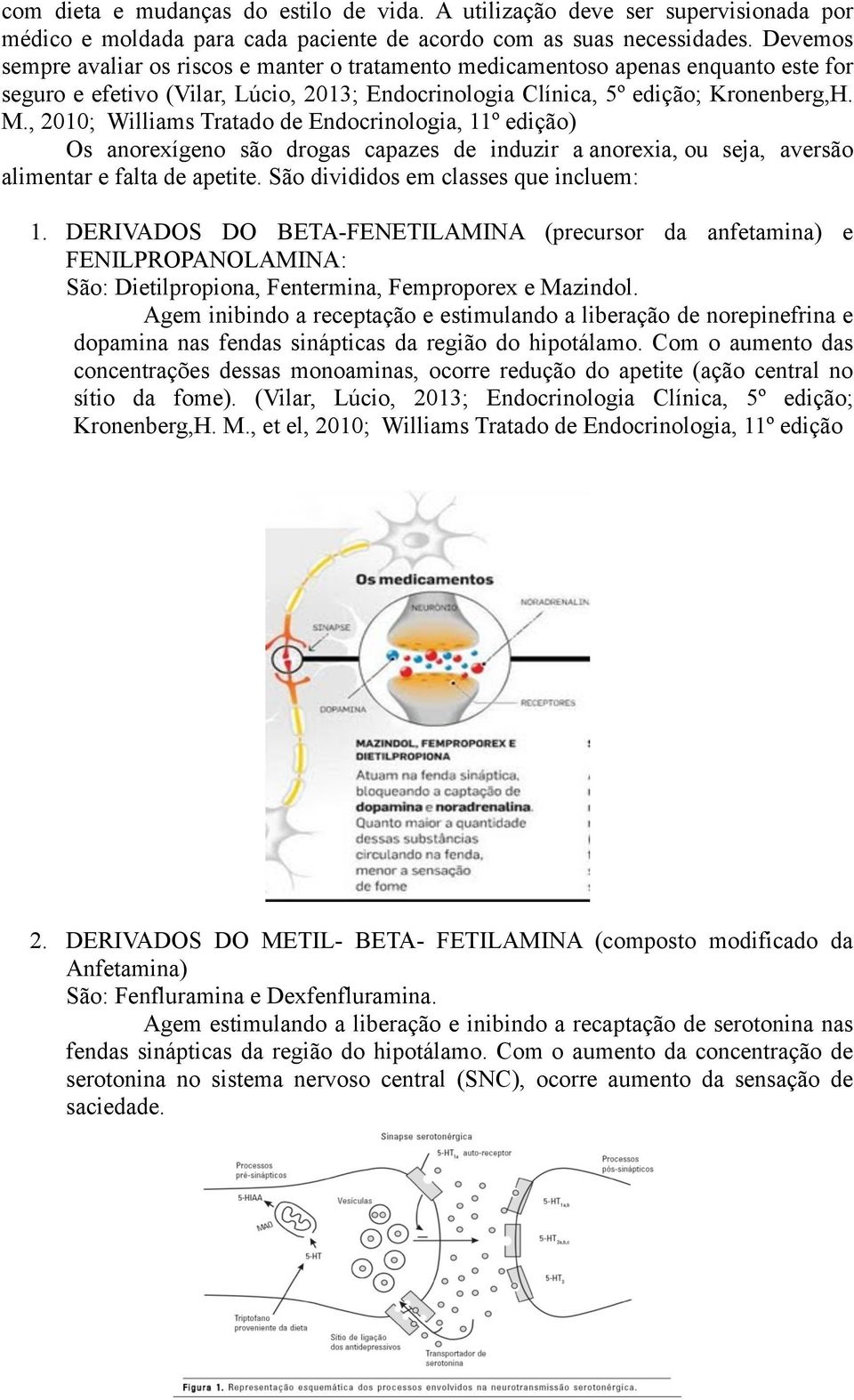 , 2010; Williams Tratado de Endocrinologia, 11º edição) Os anorexígeno são drogas capazes de induzir a anorexia, ou seja, aversão alimentar e falta de apetite. São divididos em classes que incluem: 1.