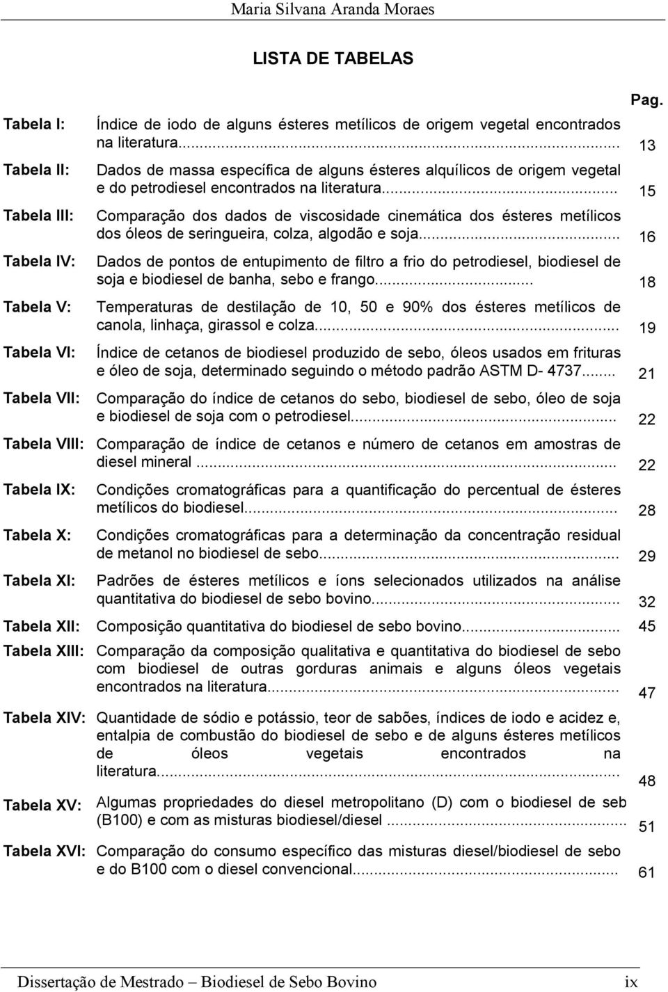 .. 15 Comparação dos dados de viscosidade cinemática dos ésteres metílicos dos óleos de seringueira, colza, algodão e soja.