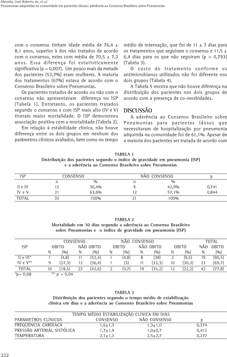 com o consenso, estes com média de 70,5 + 7,3 anos. Essa diferença foi estatisticamente significativa (p = 0,007). Um pouco mais da metade dos pacientes (53,7%) eram mulheres.