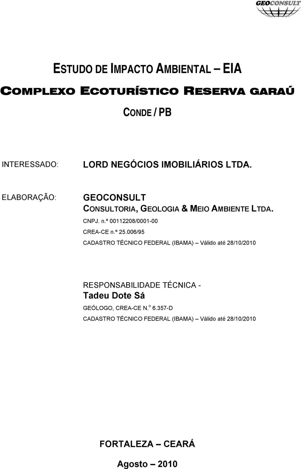 º 00112208/0001-00 CREA-CE n.º 25.