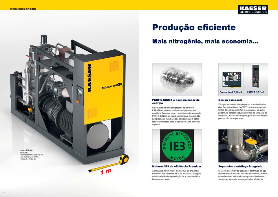 Os compressores KAESER são equipados com esses rotores otimizados para proporcionar uma eficiência superior. Design compacto Espaços em navios são pequenos e muito disputados.