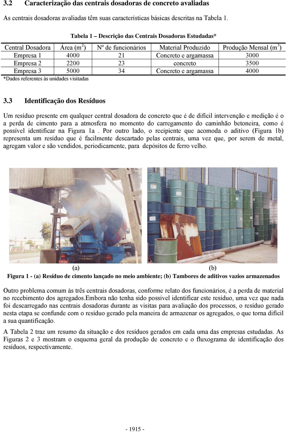 2200 23 concreto 3500 Empresa 3 5000 34 Concreto e argamassa 4000 *Dados referentes às unidades visitadas 3.