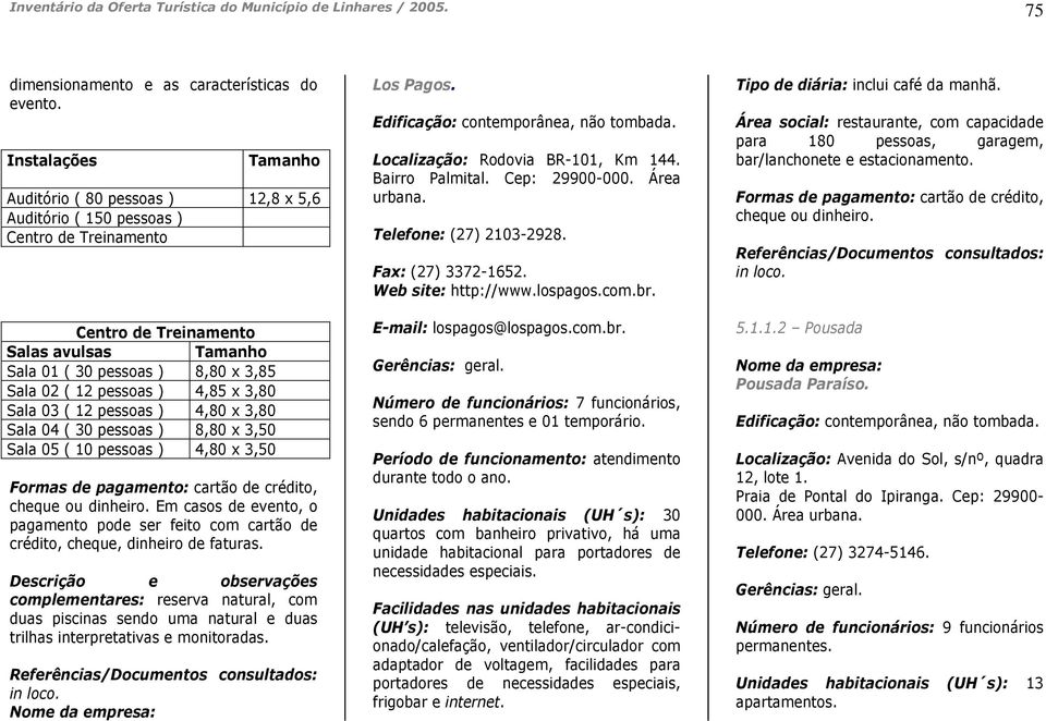 pessoas ) 4,85 x 3,80 Sala 03 ( 12 pessoas ) 4,80 x 3,80 Sala 04 ( 30 pessoas ) 8,80 x 3,50 Sala 05 ( 10 pessoas ) 4,80 x 3,50 Formas de pagamento: cartão de crédito, cheque ou dinheiro.