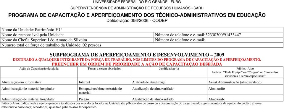 TRABALHO, NOS LIMITES DO PROGRAMA DE CAPACITAÇÃO E APERFEIÇOAMENTO.