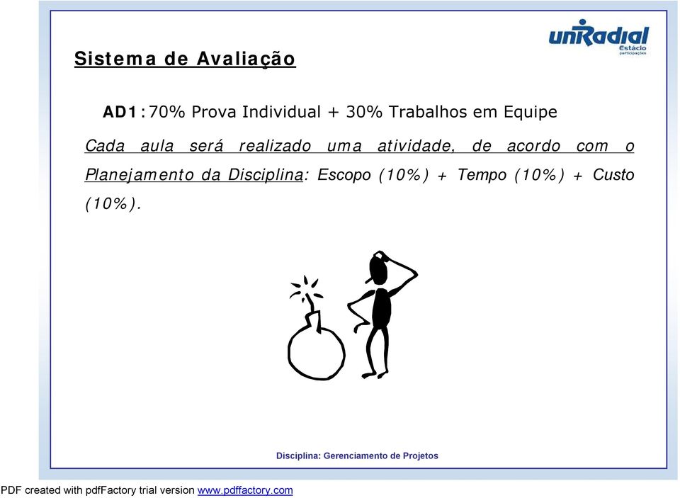 uma atividade, de acordo com o Planejamento da