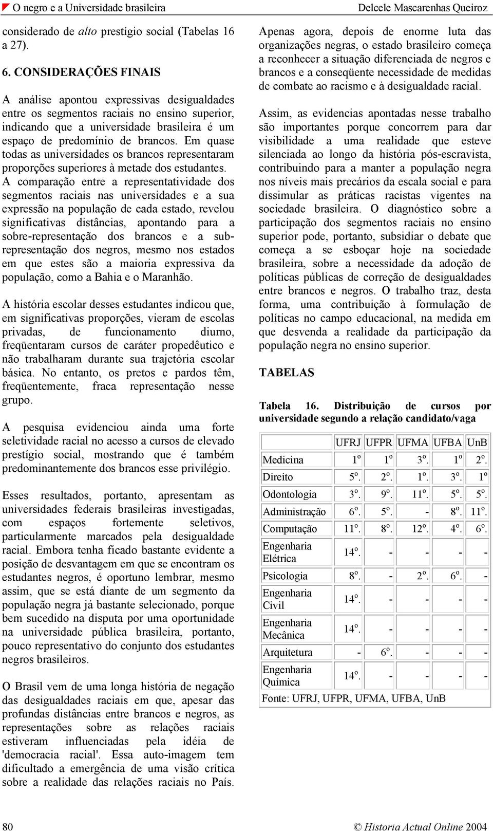 Em quase todas as universidades os brancos representaram proporções superiores à metade dos estudantes.