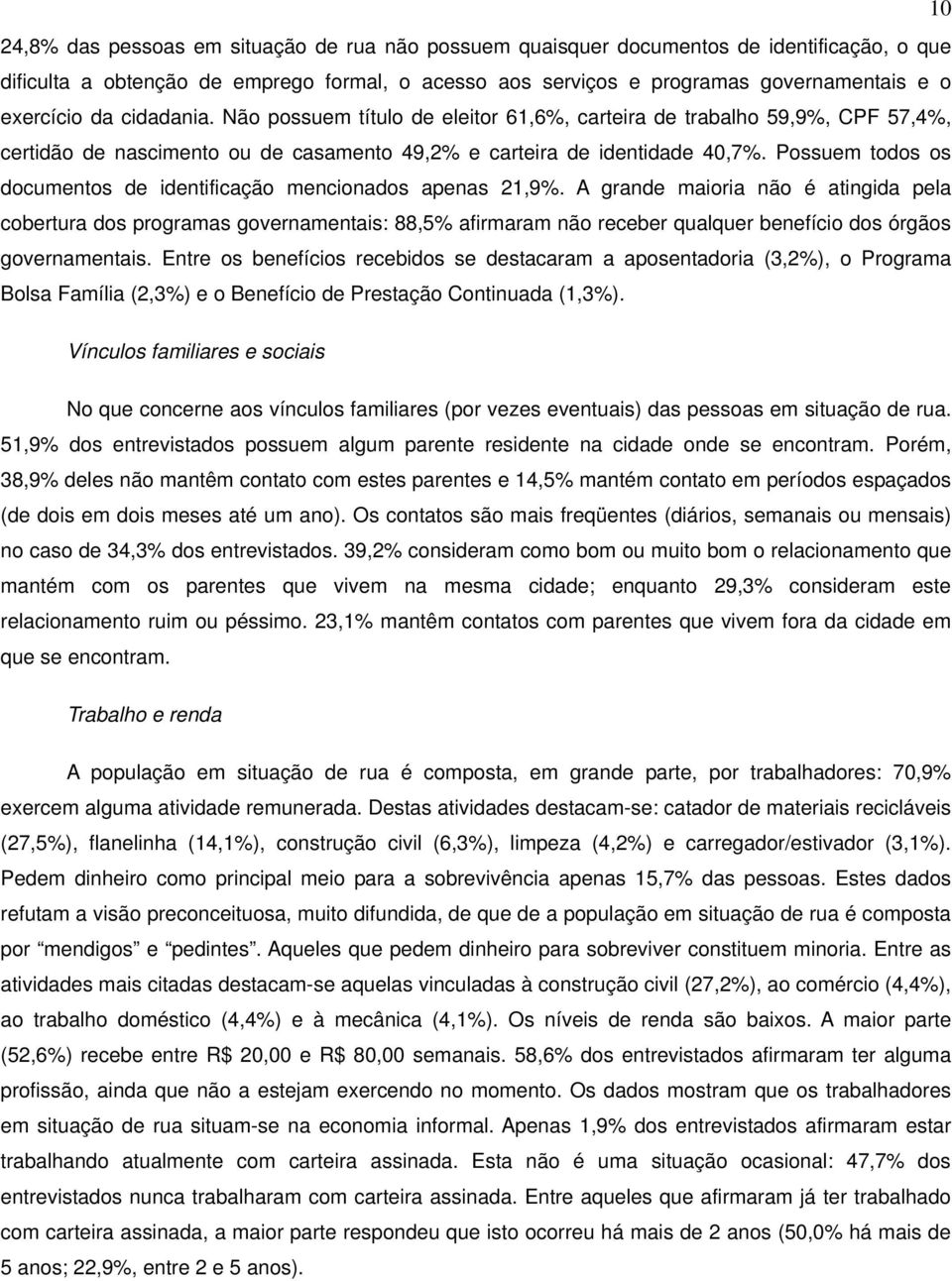 Possuem todos os documentos de identificação mencionados apenas 21,9%.